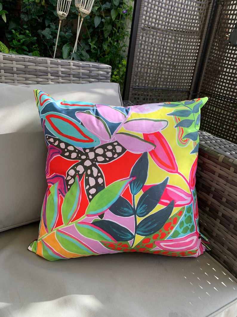 Outdoor cushions , waterproof cushions , tropicals , handmade , summer decor , summer cushions , weatherproof cushions , colourful image 7
