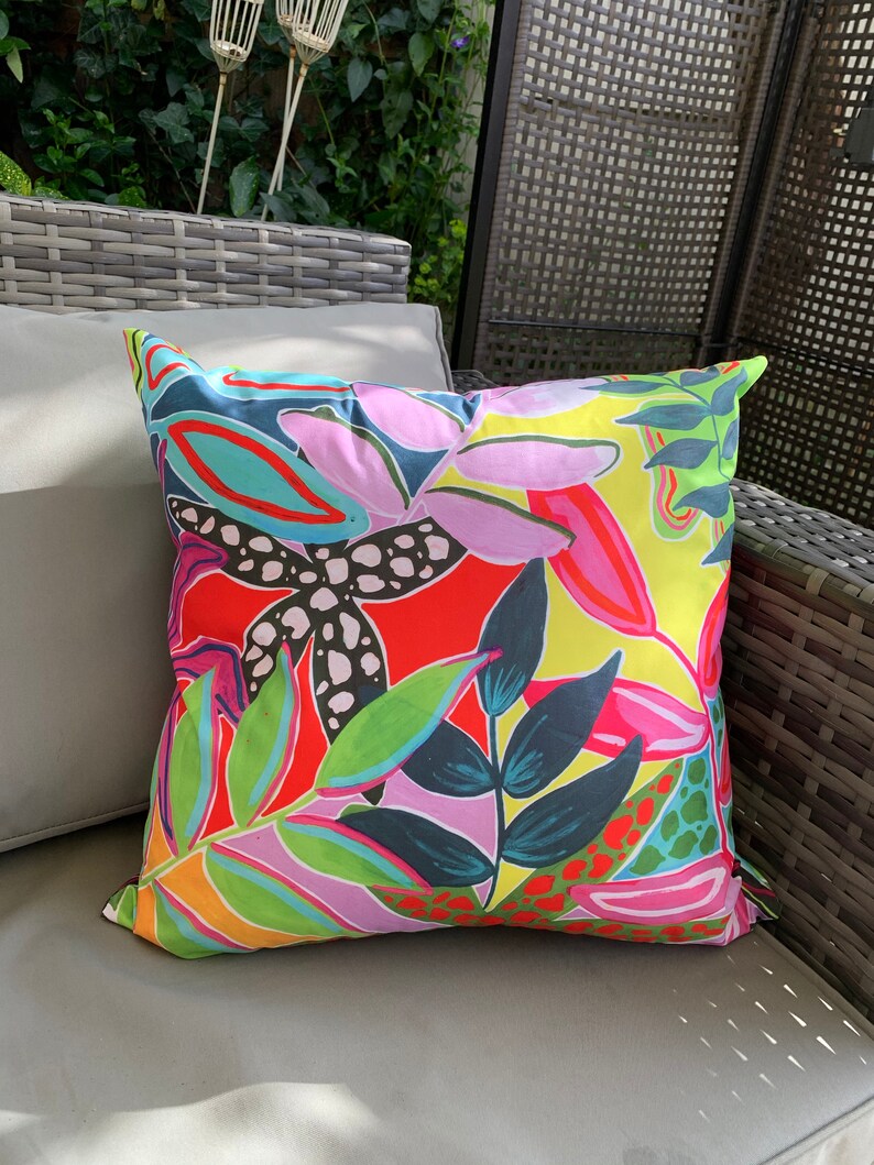 Outdoor cushions , waterproof cushions , tropicals , handmade , summer decor , summer cushions , weatherproof cushions , colourful image 7