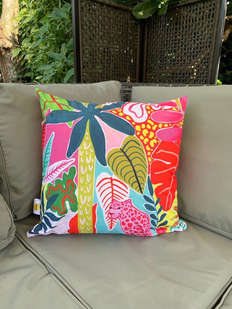 Outdoor cushions , waterproof cushions , tropicals , handmade , summer decor , summer cushions , weatherproof cushions , colourful image 6