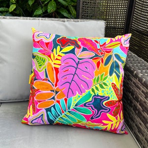 Outdoor cushions , waterproof cushions , tropicals , handmade , summer decor , summer cushions , weatherproof cushions , colourful image 4