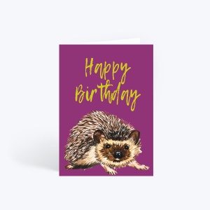 Joyeux anniversaire , carte hérisson , carte automne , couleurs automnales , carte bday , fait main , halloween