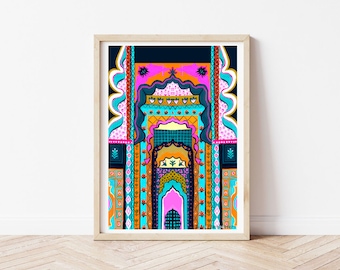 Travel print , India , building, architecture , colourful , wall decor , gift ideas , travel collection , colourful wall decor
