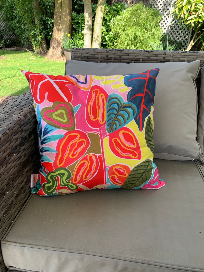 Outdoor cushions , waterproof cushions , tropicals , handmade , summer decor , summer cushions , weatherproof cushions , colourful image 8