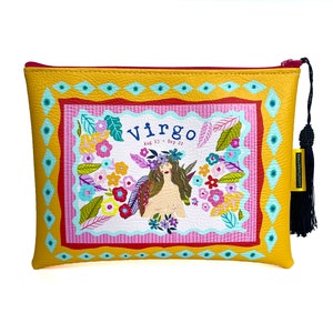 Virgo Sternzeichen Vegan Leder Schminktasche, handgemacht, Horoskop Schminktasche, funky Schminktasche, Sternzeichen, Kosmetiktasche, Geschenkidee