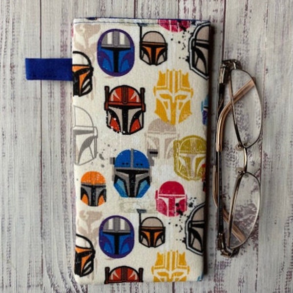 Colorful Helmets Star Wars Eyeglass Case, Reading Glasses Case, Sunglass Case, Padded, Cotton Fabric and Liner, Eyewear Protection.