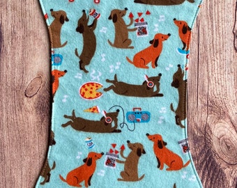 Cool Dogs -Flannel Burp Cloth, Double Layer, Curved Design, Reversible