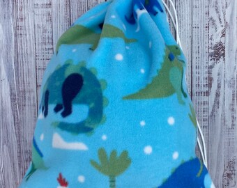 Bolsa de casco de esquí -Dinos de invierno, bolsa de protección del casco, bolsa de cordón de lana de felpa antipíldora con parada de cable