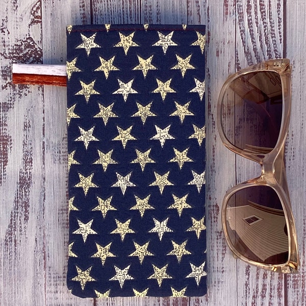 Patriotic Fabric Eyeglass Case, Reading Glasses Case, Sunglass Case, Padded, Cotton Fabric and Liner, Eyewear Protection.
