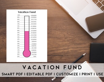 Vacation Tracker Printable, Vacation Fund Printable,  Savings Tracker Printable, Savings Thermometers, Vacation Thermometer