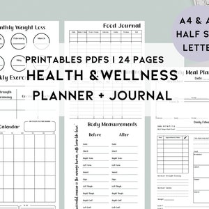 Health and Wellness Planner, Fitness Planner Printable, Log Workout Planner, Weight Loss Planner