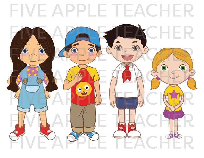 VIPKid Characters 2D Props / Meg Mike Lee Anna / Download and | Etsy