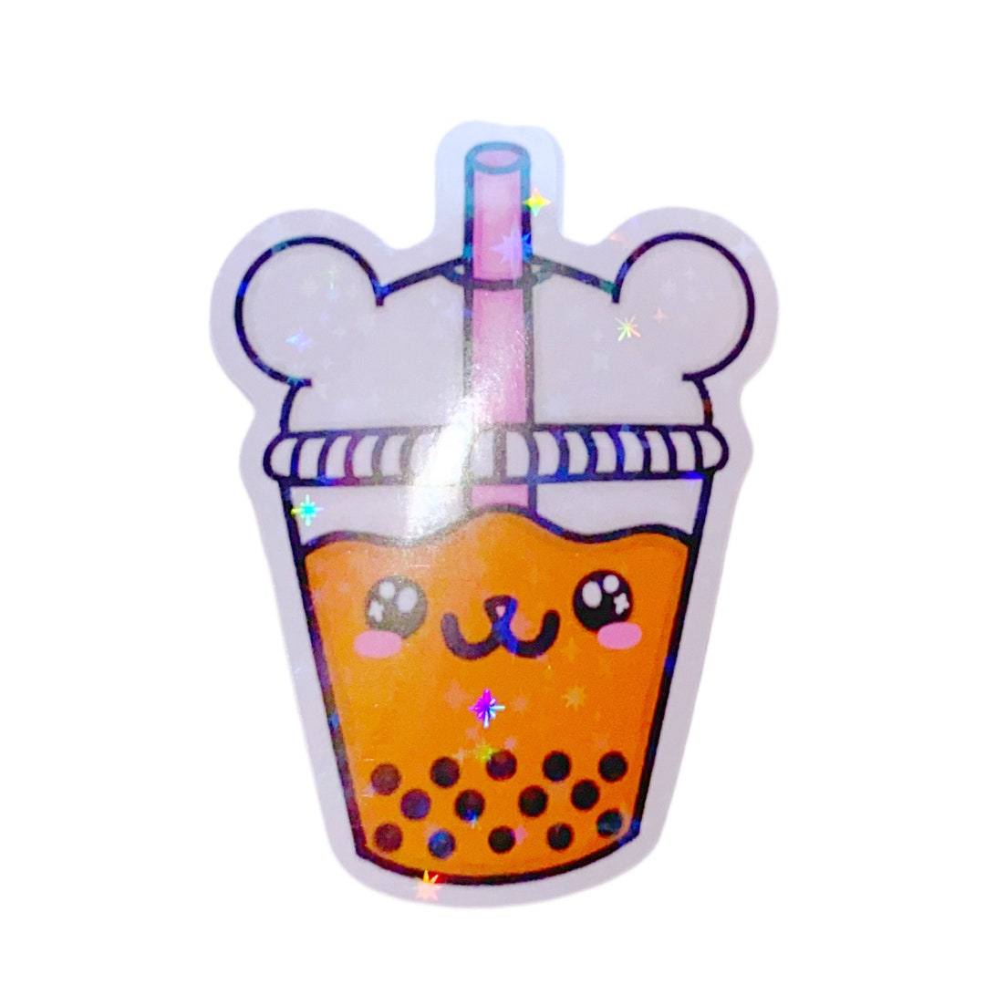 Kawaii Cute Thai Milk Teddy Bear Bubble Tea Holographic Vinyl - Etsy