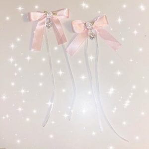 Cutie Pastel Pink Dollette Hair Bows With Charms 2pcs