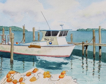 TNX52 Needs Cleaning, Original Watercolor Painting, Nautical