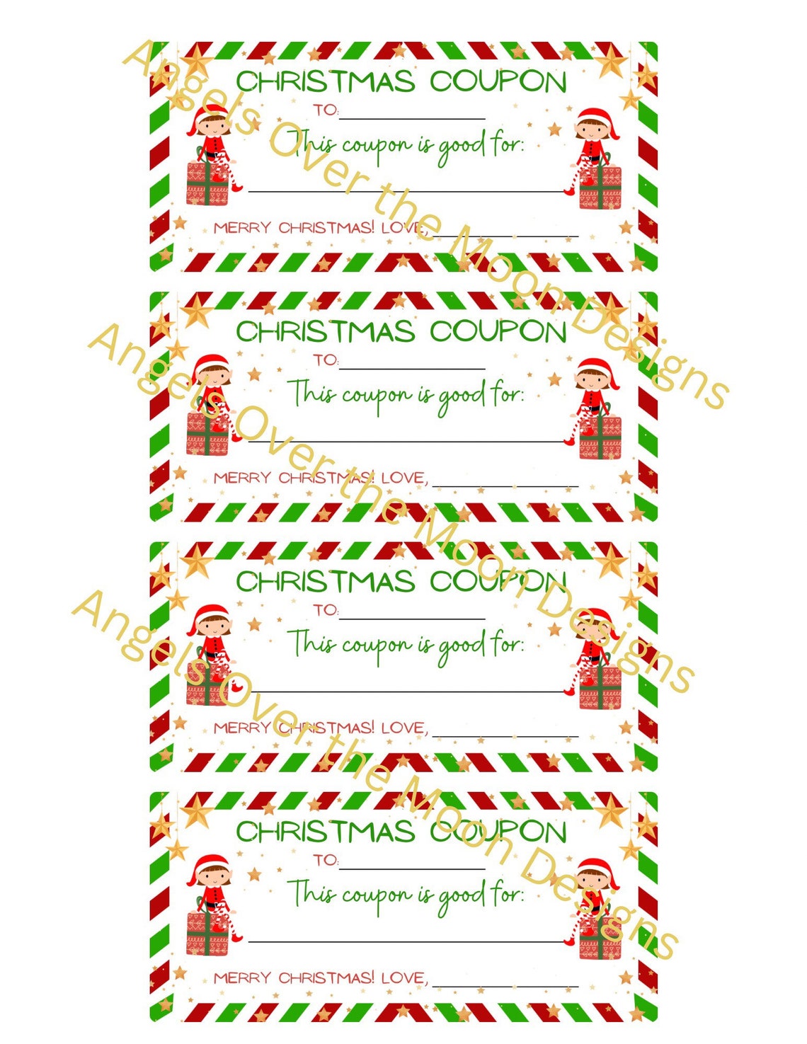 Christmas Coupons Elf *printable* Etsy