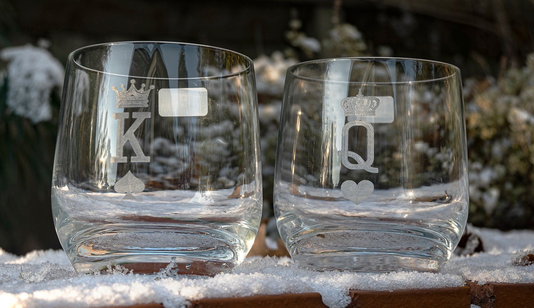 King of Spades and Queen of Hearts Engraved Tumbler Set Etsy