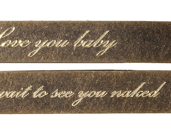 Antique Plated Brass Collar Stays to Personalise with Engraved Message Any Text