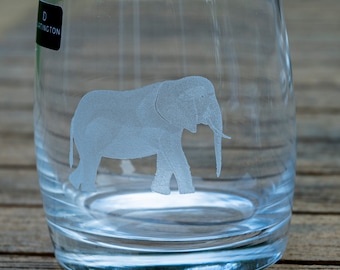 Elephant Engraved onto Darlington Crystal Tumbler