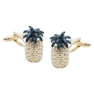 Pineapple Novelty Shaped Cufflinks with Gift Tin and Option to Engrave a message