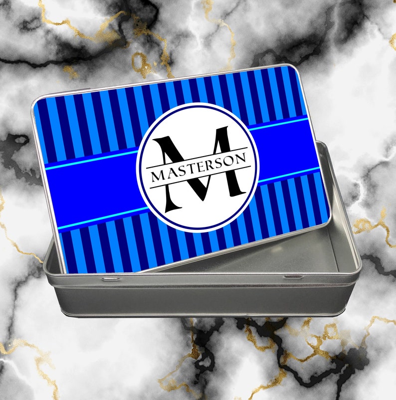 Custom Monogram Rectangle Silver Aluminum Gift Tin - Etsy
