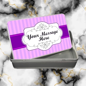 Victorian Style Custom Rectangle Silver Aluminum Gift Tin