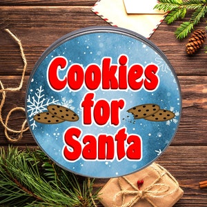 Cookies For Santa Round Silver Aluminum Holiday Gift Tin