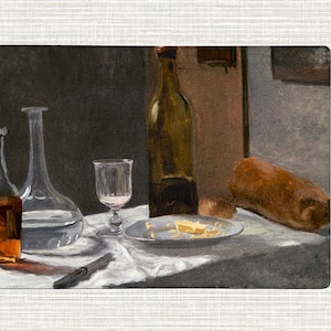 Monet &quot;Still Life with Bottle Carafe Bread and Wine&quot; Glass Cutting Board