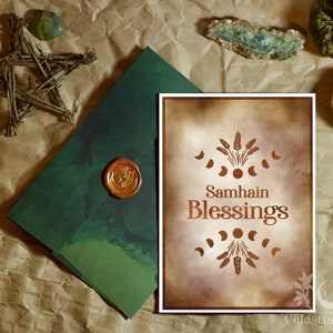 Samhain Printable Holiday Card - Witches New Year - Samhain Blessings - Printable Greeting Card - Witchy Card