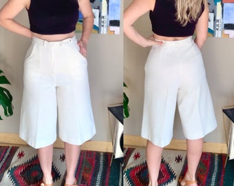Hign Waisted Tropical Culottes Vintage Culottes Vintage Skort 80/'s Culottes High Waisted Shorts Elastic Waist Skort Wide Leg Shorts