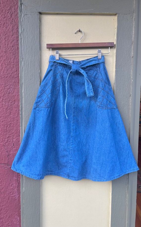 70s vintage denim Aline skirt with denim patchwork