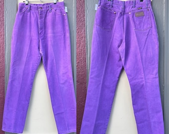 80s vintage purple denim Wrangler jeans made in USA