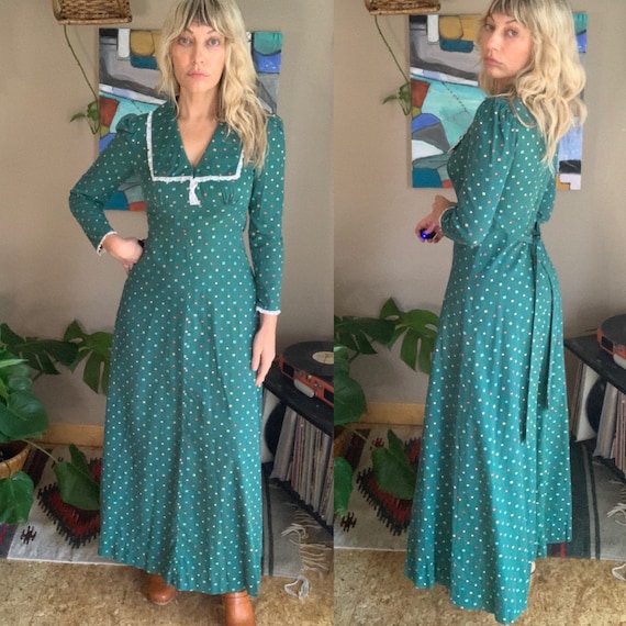 70s-80s vintage handmade prairie maxi dress