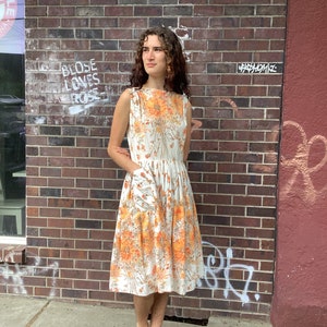 50s-60s vintage sunflower dress with pocket