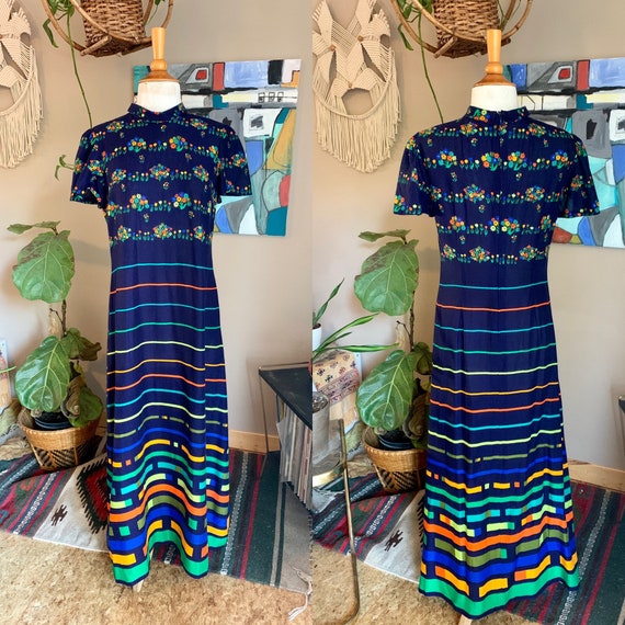 60s-70s Vintage midcentury handmade maxi dress mo