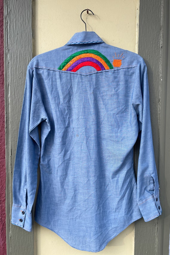 70s embroidered chambray shirt