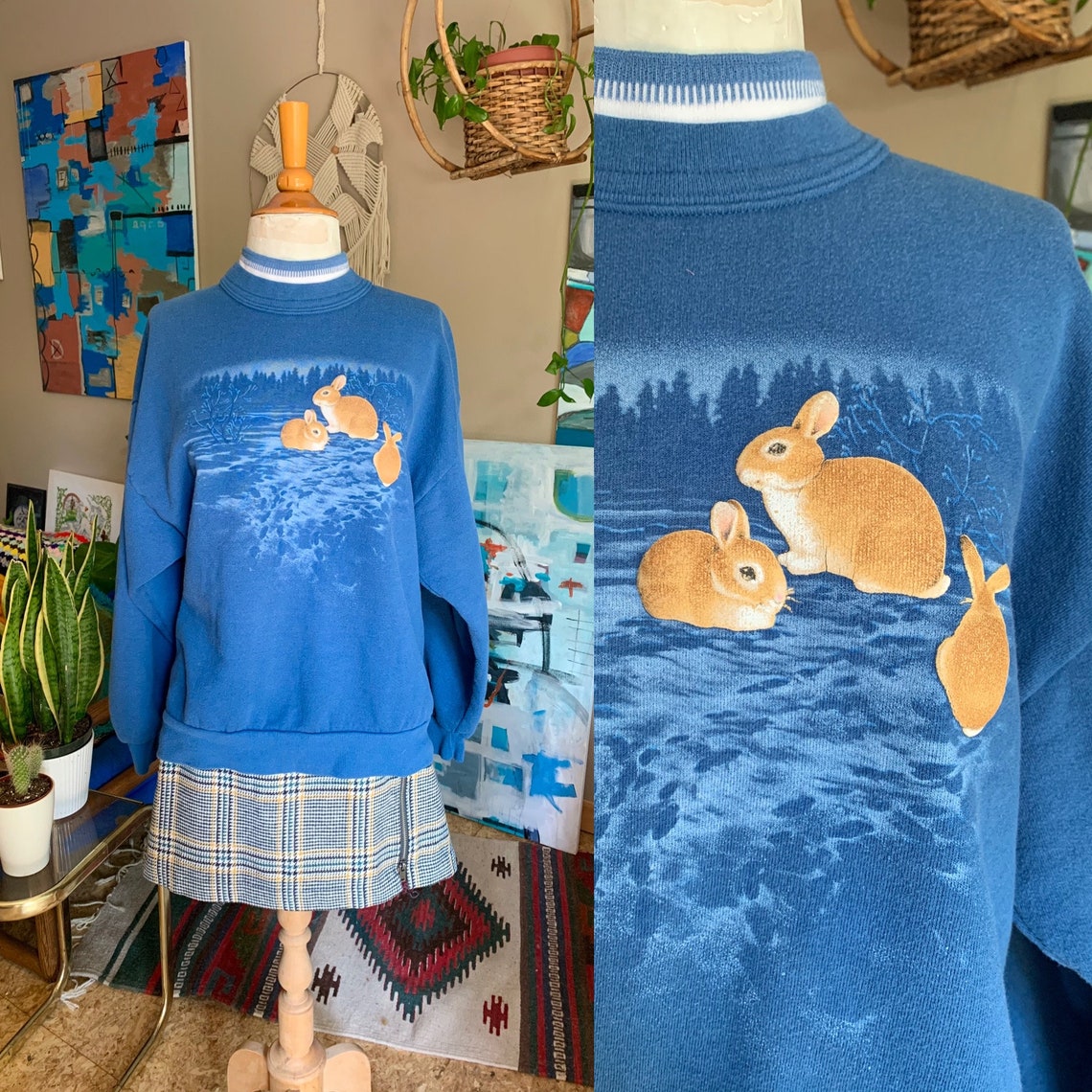 90s vintage oversized bunny sweatshirt Etsy