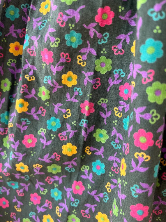 Vintage 50s Circle Skirt Blue Floral Quilted Cotton S XS