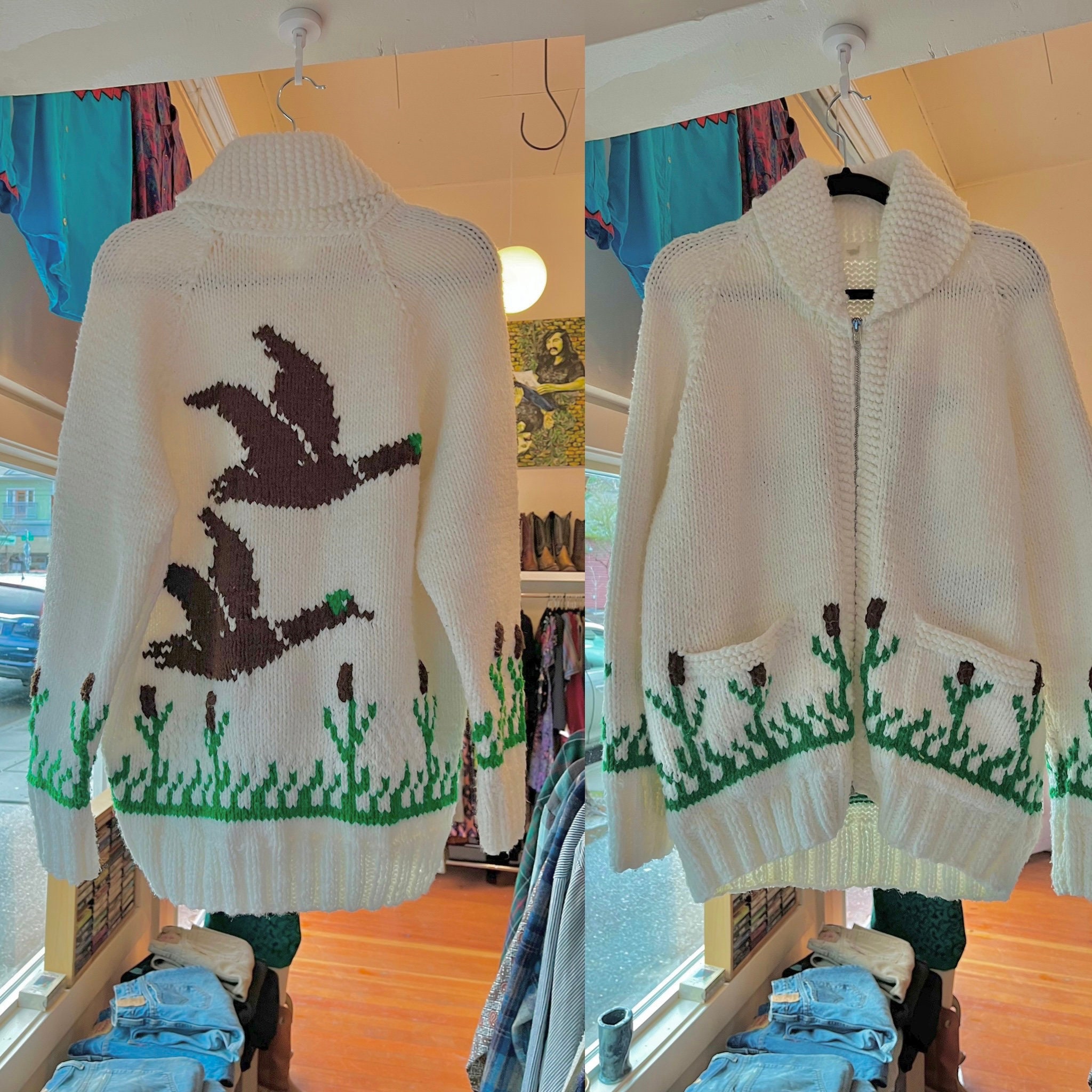 Vintage Duck Cowichan Cardigan Sweater - Etsy