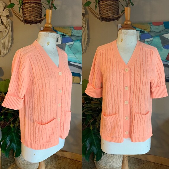 70s-80s Vintage Peach Cable Knit Short 