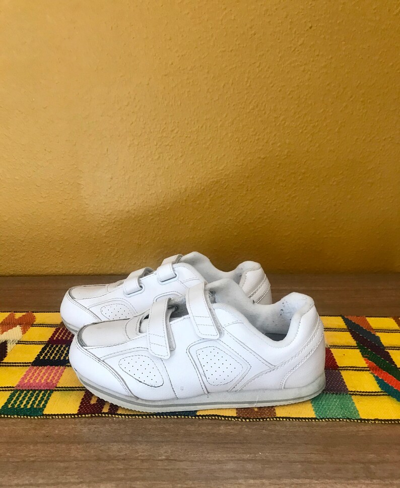 80s vintage white Velcro sneakers tennis shoes 7 | Etsy