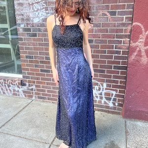 Beautiful 90s vintage beaded silk maxi gown
