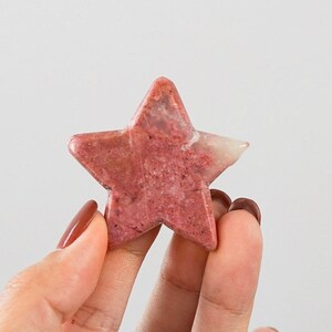 Small Pink Rhodonite Star, tumbled, polished, natural stone, crystal, chakra, love, beauty, joy, balance, energy