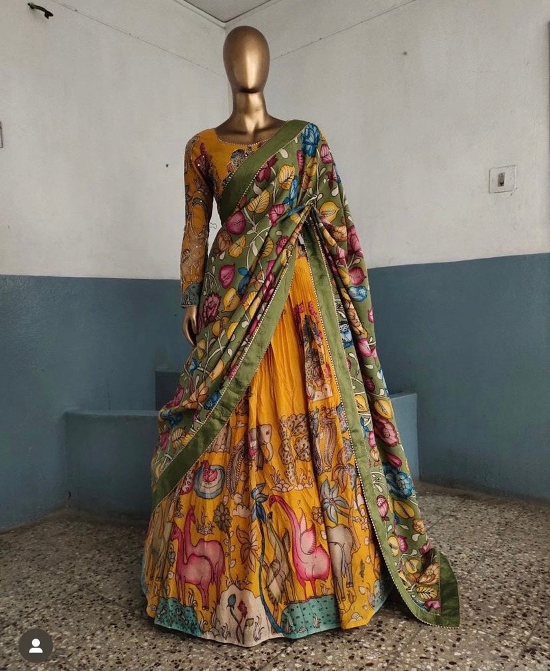 Kalamkari Fully Stitched lehenga set