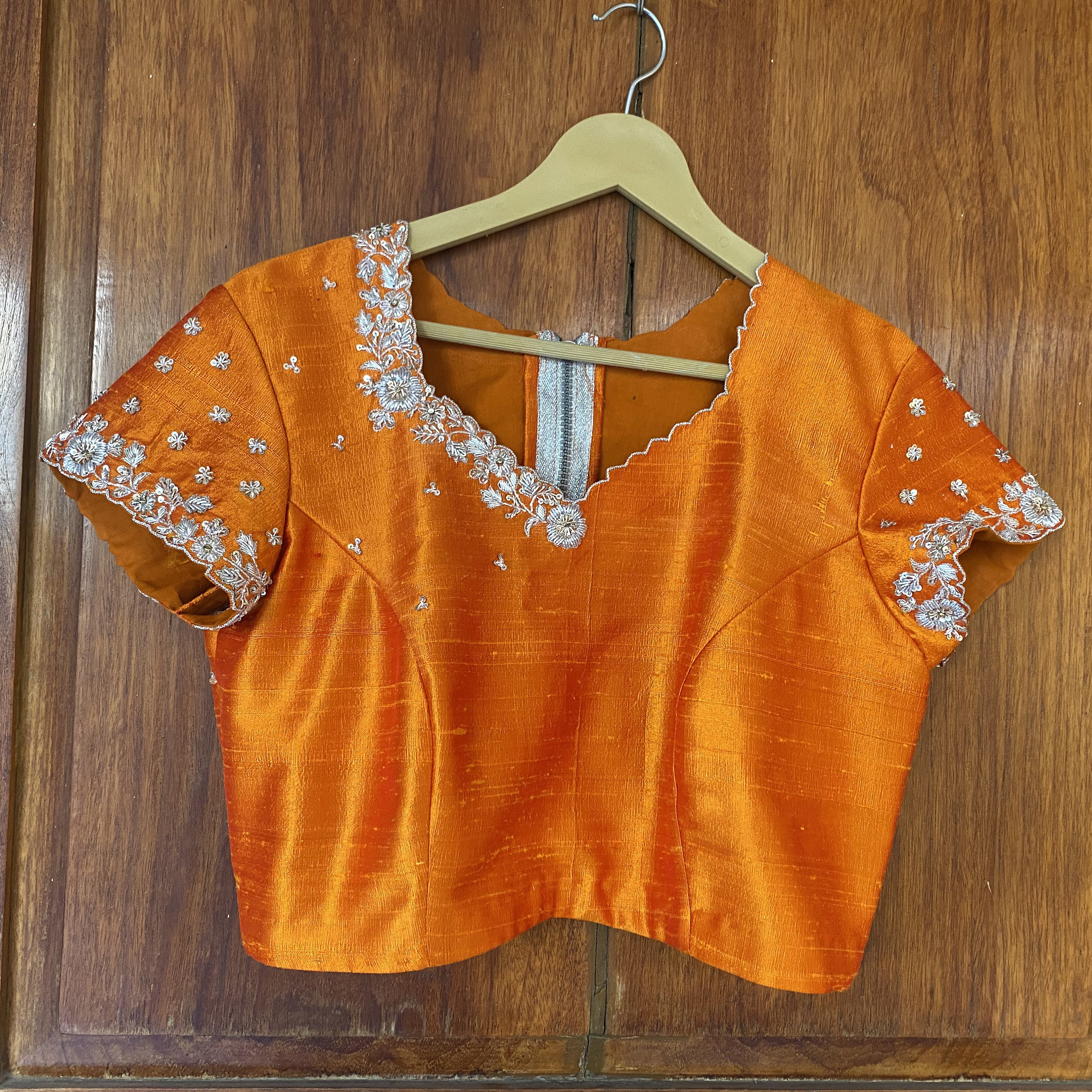 Pure Silk Hand Embroidery Blouse / Saree Maggam Blouse / Raw Silk