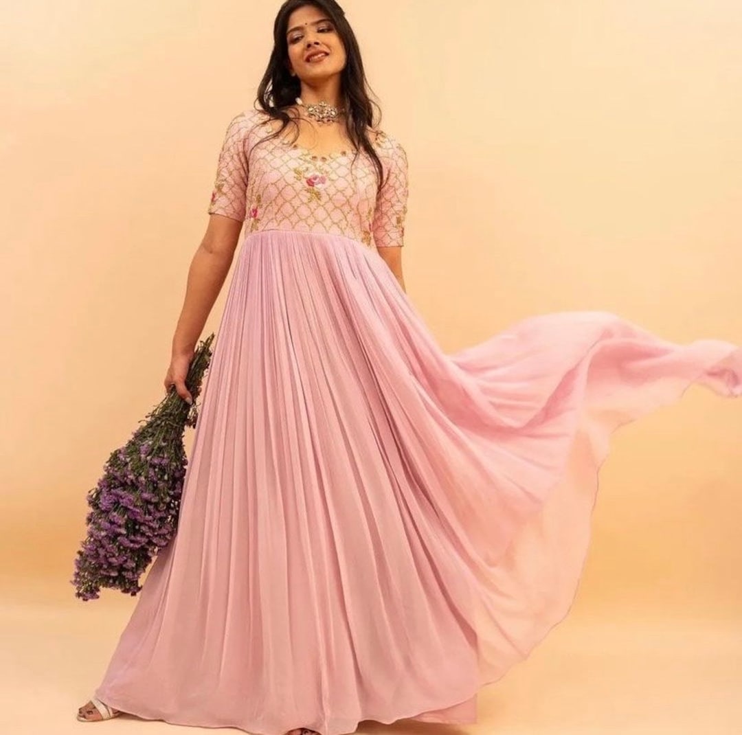 light pink anarkali dress Palmer Organza Light Pink Anarkali Kurta Set