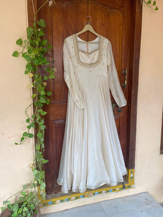 maggam work dress designs Premium Hand Painted Maggam Work Gown with Dupatta Divisha Collections