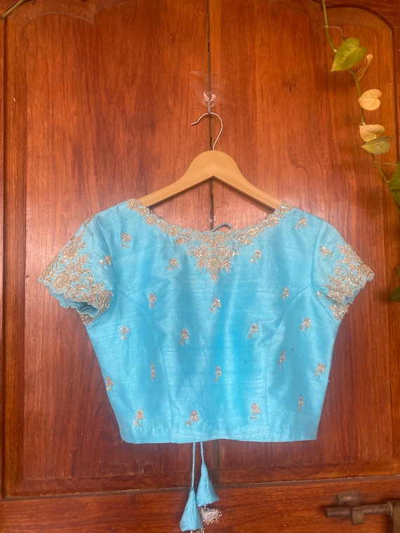 Pure Silk Hand Embroidery Blouse/saree Maggam Blouse/raw Silk