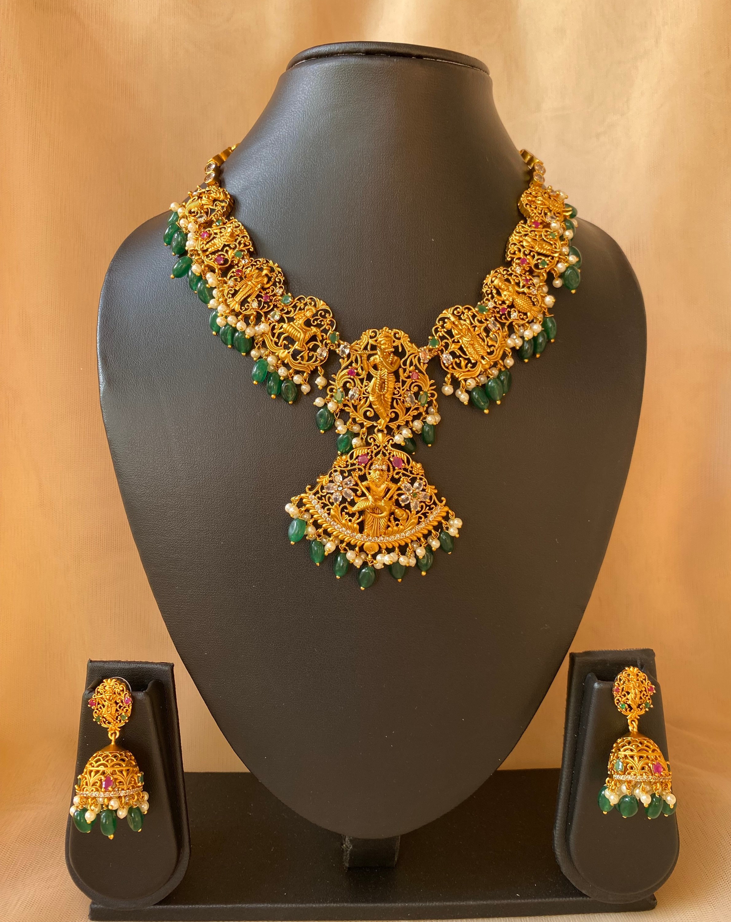Dashavataram Short Temple Jewelry Set 