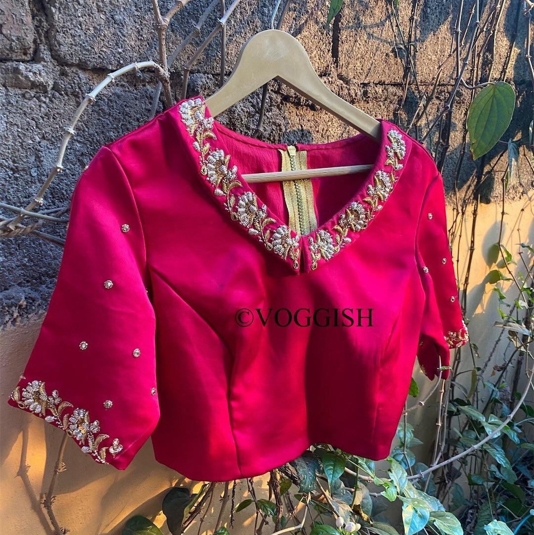 Indian Blouse Zardosi Blouse Designs Catalogue Buy Maggam Work Blouse  Handmade Embroidery Blouse Saree Blouse, image size:1080x1081