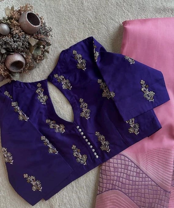 Maggam Work High Neck Embroidered Blouse Pure Silk Hand Embroidery